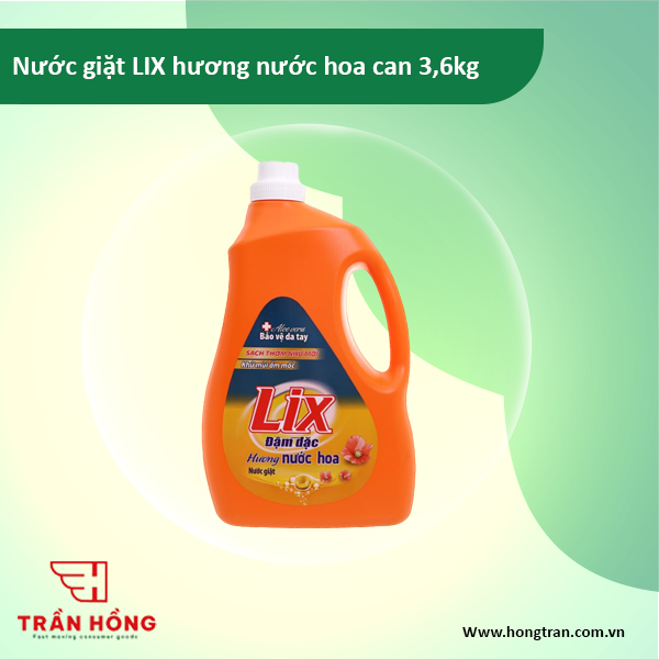 Nước giặt LIX hương nước hoa can 3,6kg x 4 can