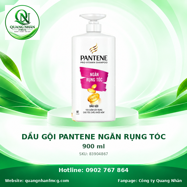 DẦU GỘI PANTENE DƯỠNG CHẤT NGĂN RỤNG TÓC 900ML x 8 Chai