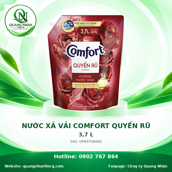 NƯỚC XẢ VẢI  Comfort Giữ Màu Hương Nước Hoa quyến rũ Túi 3.7L x 4 TÚI
