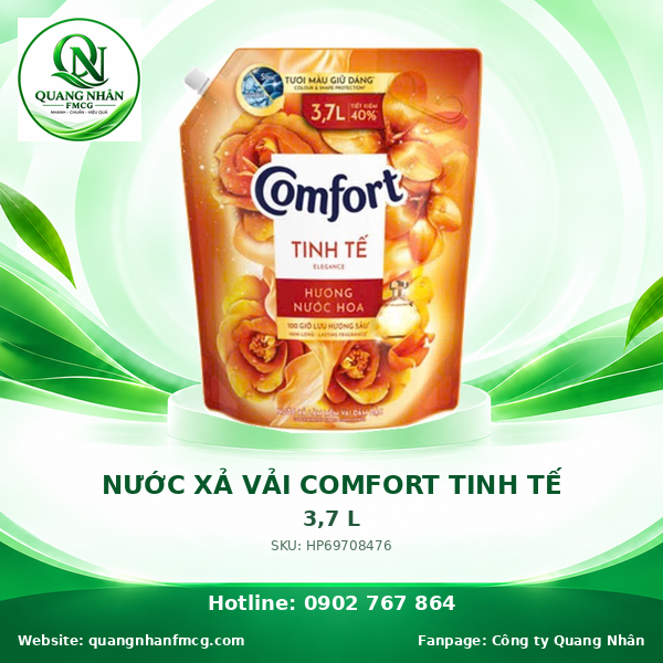 NƯỚC XẢ VẢI COMFORT HƯƠNG NƯỚC HOA THIÊN NHIÊN TINH TẾ 3.7L x 4 TÚI