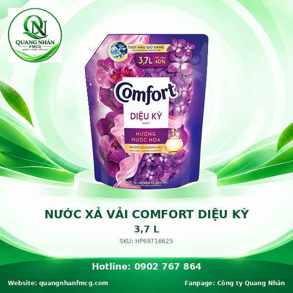 NƯỚC XẢ VẢI COMFORT HUONG NUOC HOA THIÊN NHIÊN DIỆU KỲ 3.7L x 4 TÚI