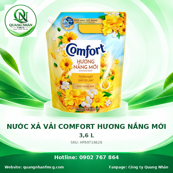 NƯỚC XẢ VẢI COMFORT HƯƠNG NẮNG MỚI 3.6L x 4 TÚI
