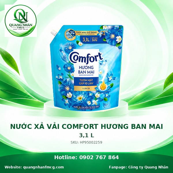 NƯỚC XẢ VẢI COMFORT 1 LẦN XẢ HƯƠNG BAN MAI 3.1L x 4 túi