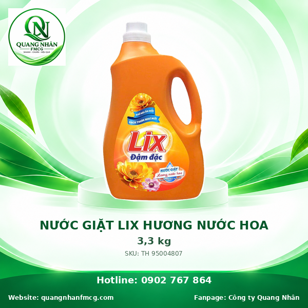 Nước giặt Lix hương nước hoa 3,3 kg/4 can