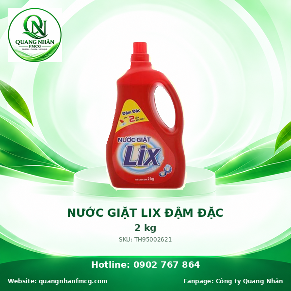 NƯỚC GIẶT LIX ĐẬM ĐẶC 2KG X 6 CAN