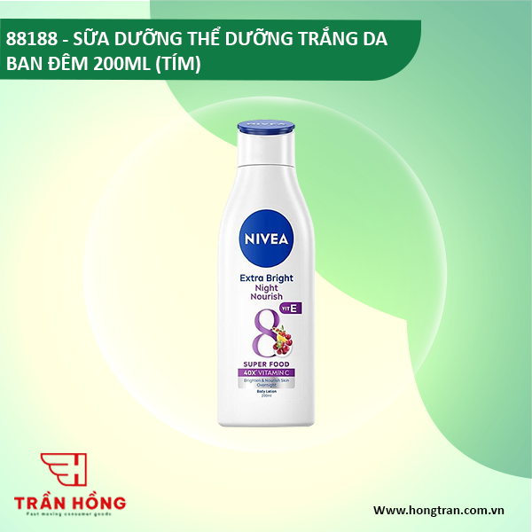 88188 SỮA DƯỠNG THỂ DƯỠNG TRẮNG DA BAN ĐÊM 200ML ( TÍM ) x 24 CHAI