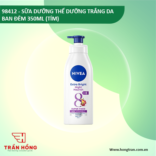 98412 SỮA DƯỠNG THỂ DƯỠNG TRẮNG DA BAN ĐÊM 350ML ( TÍM ) x 12 CHAI