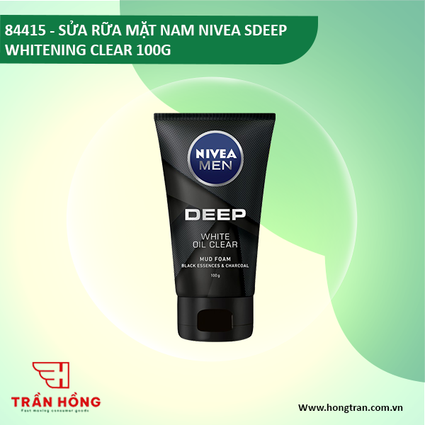 84415 SỬA RỮA MẶT NAM NIVEA  SDEEP WHITENING CLEAR 100G