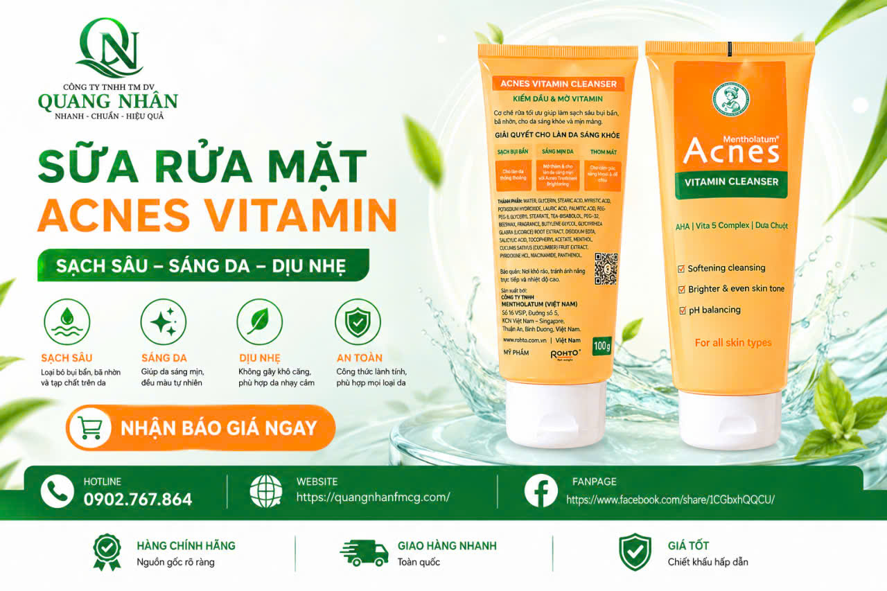 SỮA RỬA MẶT ACNES SÁNG DA MỜ SẸO 100G X 20 TUÝP ( cam )