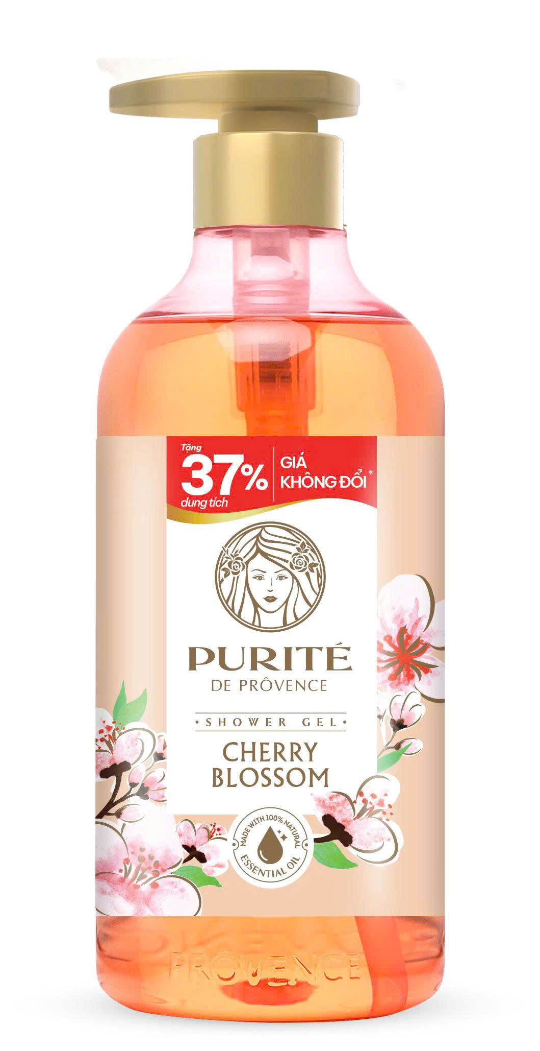 SỮA TẮM THIÊN NHIÊN PURITE CHERRY BLOSSOM HƯƠNG HOA ANH ĐÀO 620mL tặng 37% dung tích x 12 CHAI