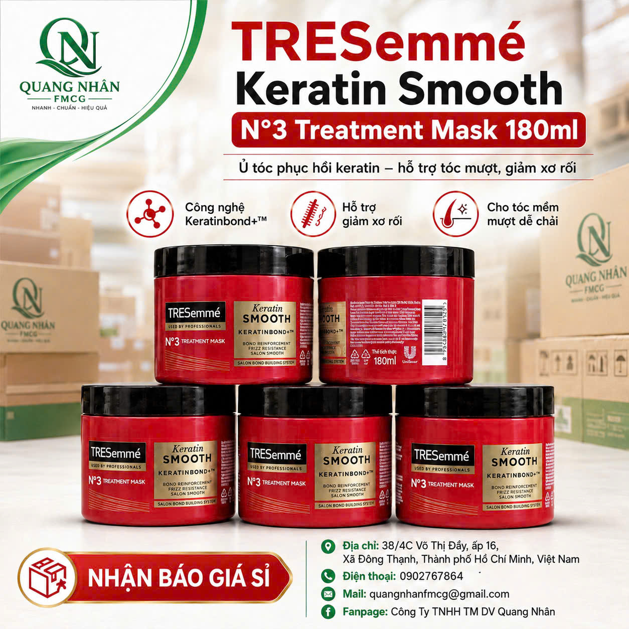Ủ TÓC TRESEMME Keratin Smooth 620g x 8 chai