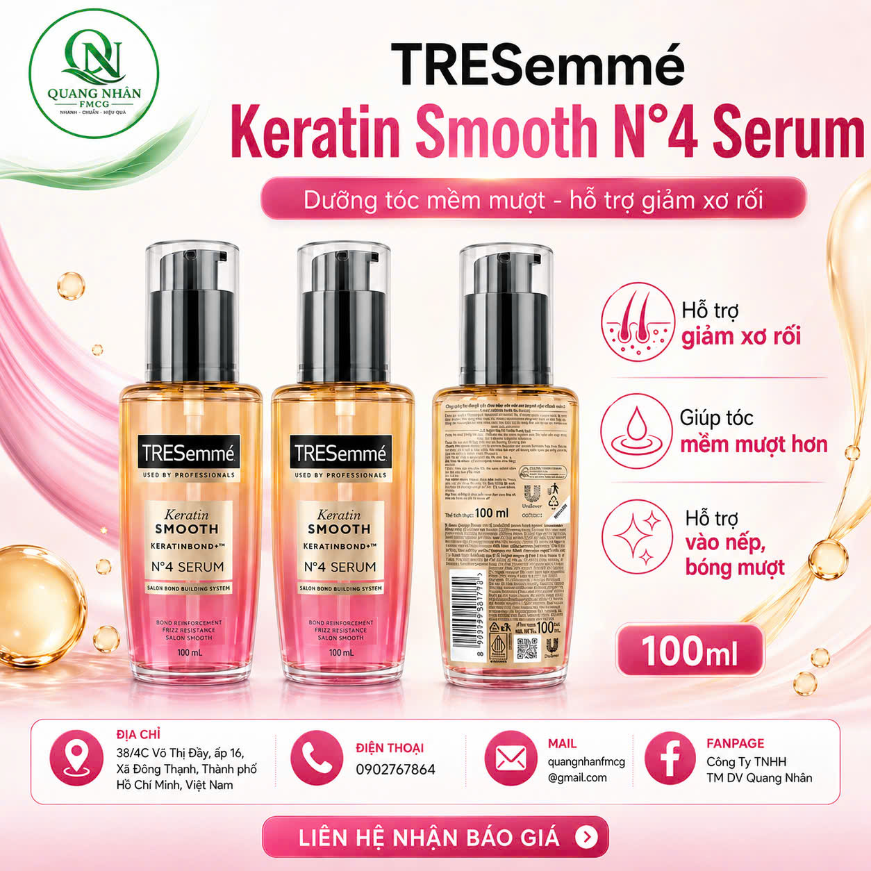 No.4 Serum dưỡng tóc TRESemmé Keratin Smooth 100ml x 6 chai