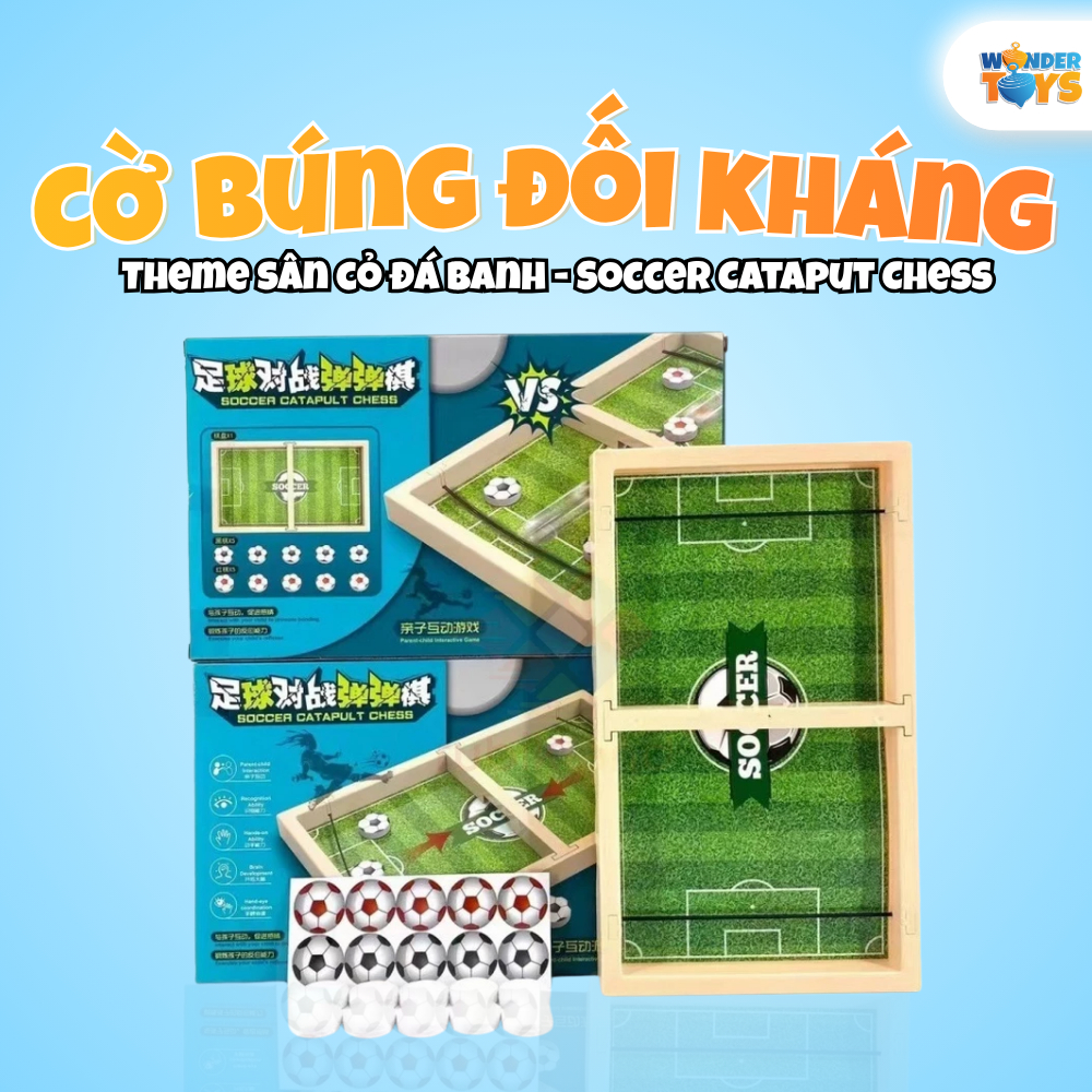 Cờ Búng Đối Kháng Hình Sân Cỏ Đá Banh- Trò chơi Gia Đình Cho Trẻ Em WonderToysVN