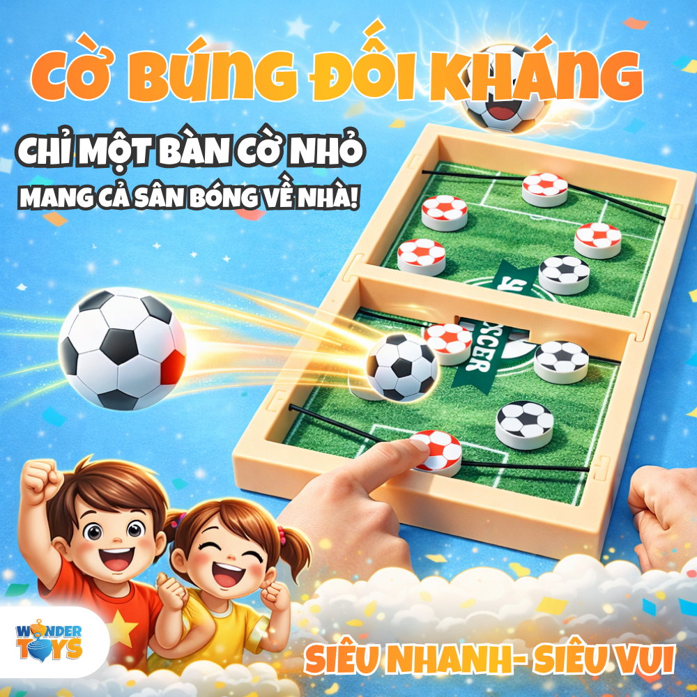Cờ Búng Đối Kháng Hình Sân Cỏ Đá Banh- Trò chơi Gia Đình Cho Trẻ Em WonderToysVN
