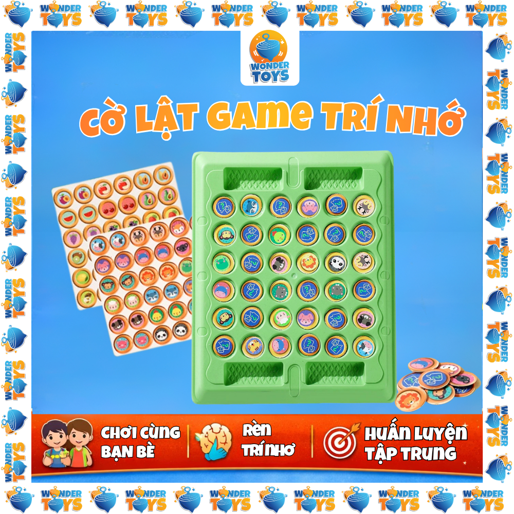 Bàn Cờ Lật Hình Quân Cờ Game Trí Nhờ- Đồ Chơi Trí Tuệ Rèn Luyện Quan Sát Cho Bé WonderToysVN