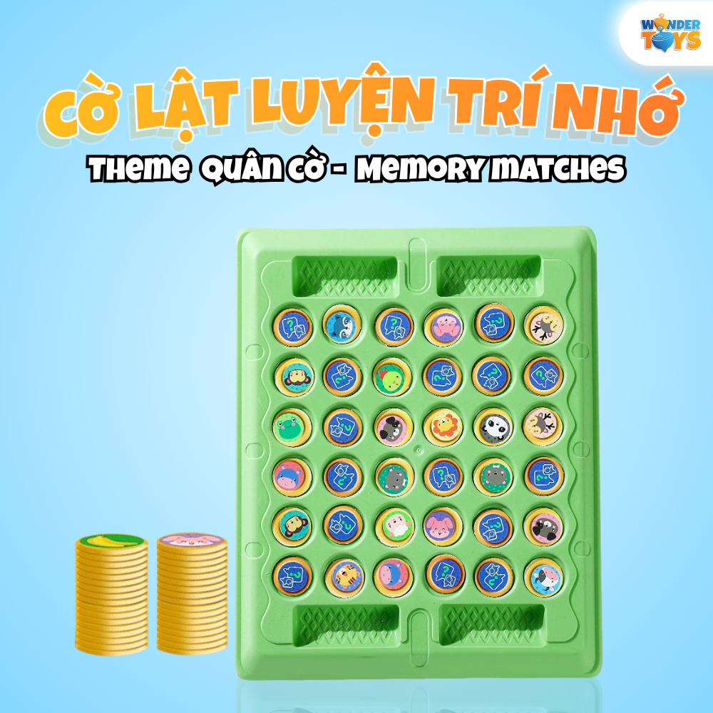 Bàn Cờ Lật Hình Quân Cờ Game Trí Nhờ- Đồ Chơi Trí Tuệ Rèn Luyện Quan Sát Cho Bé WonderToysVN