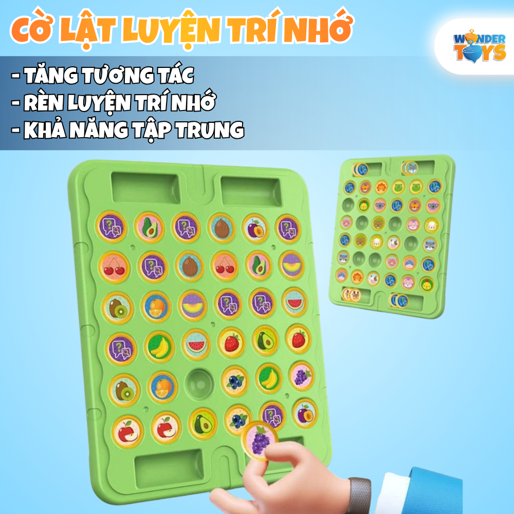 Bàn Cờ Lật Hình Quân Cờ Game Trí Nhờ- Đồ Chơi Trí Tuệ Rèn Luyện Quan Sát Cho Bé WonderToysVN