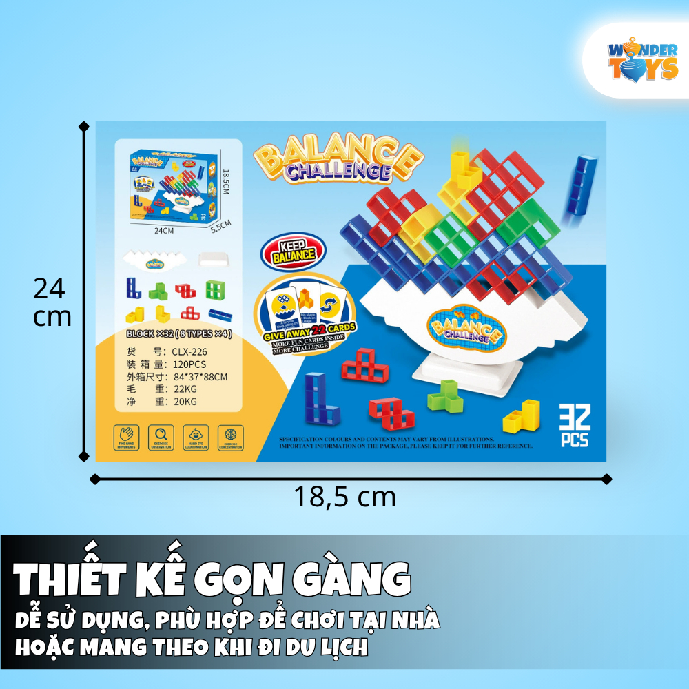 Bộ Đồ Chơi Tháp Cân Bằng 32 Cái Phát Triển Tư Duy Sáng Tạo Cho Trẻ