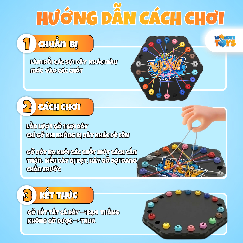Đồ Chơi Gỡ Rối Dây Hình Lục Giác Rope Challenge,Trò Chơi Trí Tuệ Gỡ Dây Thun Rèn Luyện Tư Duy Cho Bé