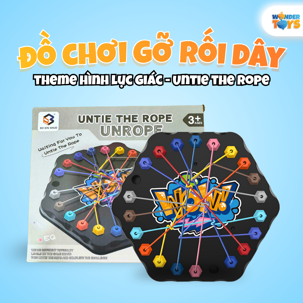 Đồ Chơi Gỡ Rối Dây Hình Lục Giác Rope Challenge,Trò Chơi Trí Tuệ Gỡ Dây Thun Rèn Luyện Tư Duy Cho Bé