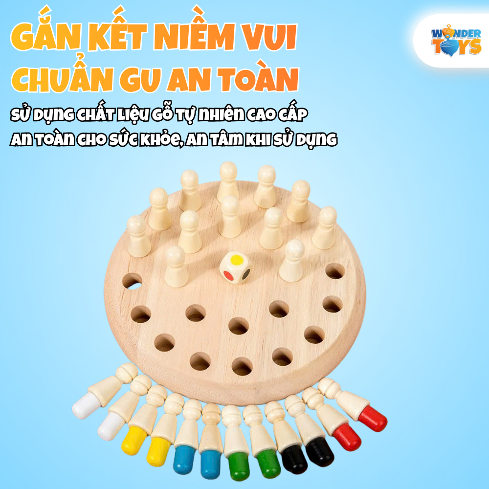 Đồ Chơi Cờ Luyện Trí Nhớ, Bộ Cờ Màu Sắc Bằng Gỗ Luyện Trí Nhớ Tư Duy Cho Bé, Bàn Cờ Rút Gỗ Trí Tuệ