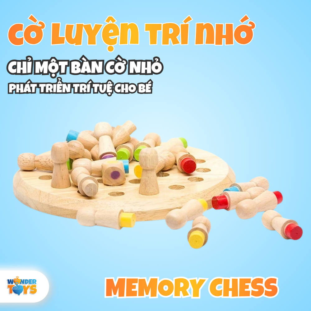 Đồ Chơi Cờ Luyện Trí Nhớ, Bộ Cờ Màu Sắc Bằng Gỗ Luyện Trí Nhớ Tư Duy Cho Bé, Bàn Cờ Rút Gỗ Trí Tuệ