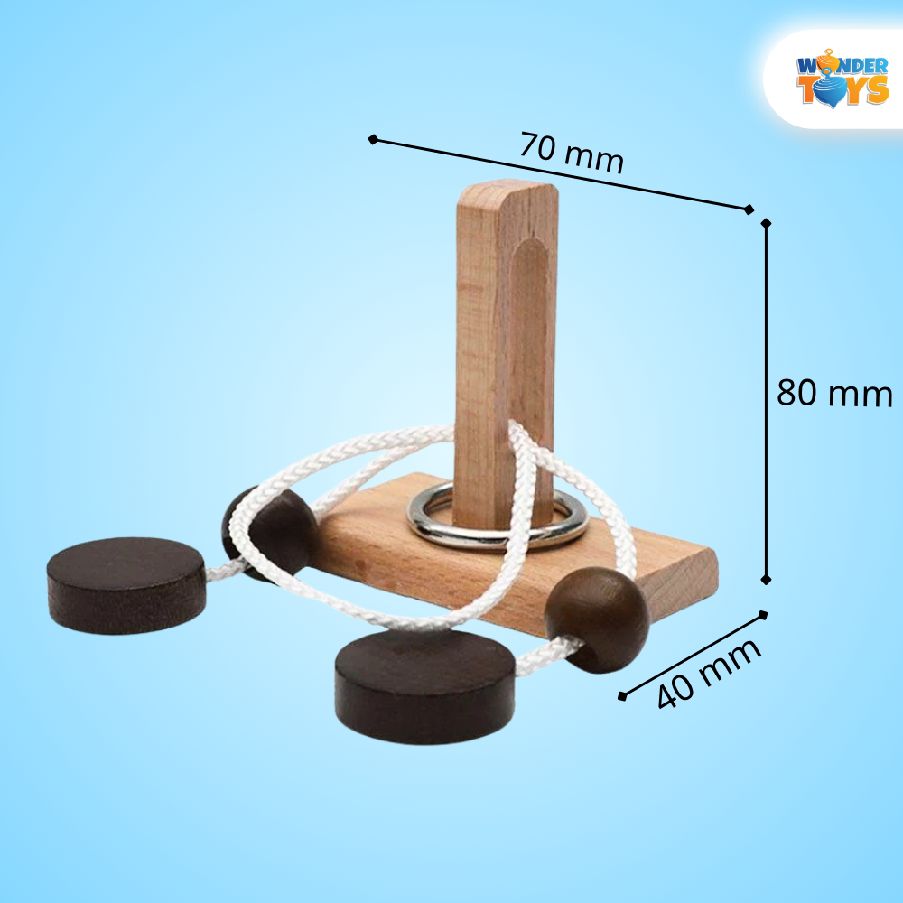 Đồ Chơi Mở Khóa Dây Thừng Gỗ 1-2-3 Cột, Rope Loop Puzzle, Dây Vòng Xếp Hình  3D Gỗ, Trò Chơi Trí Não