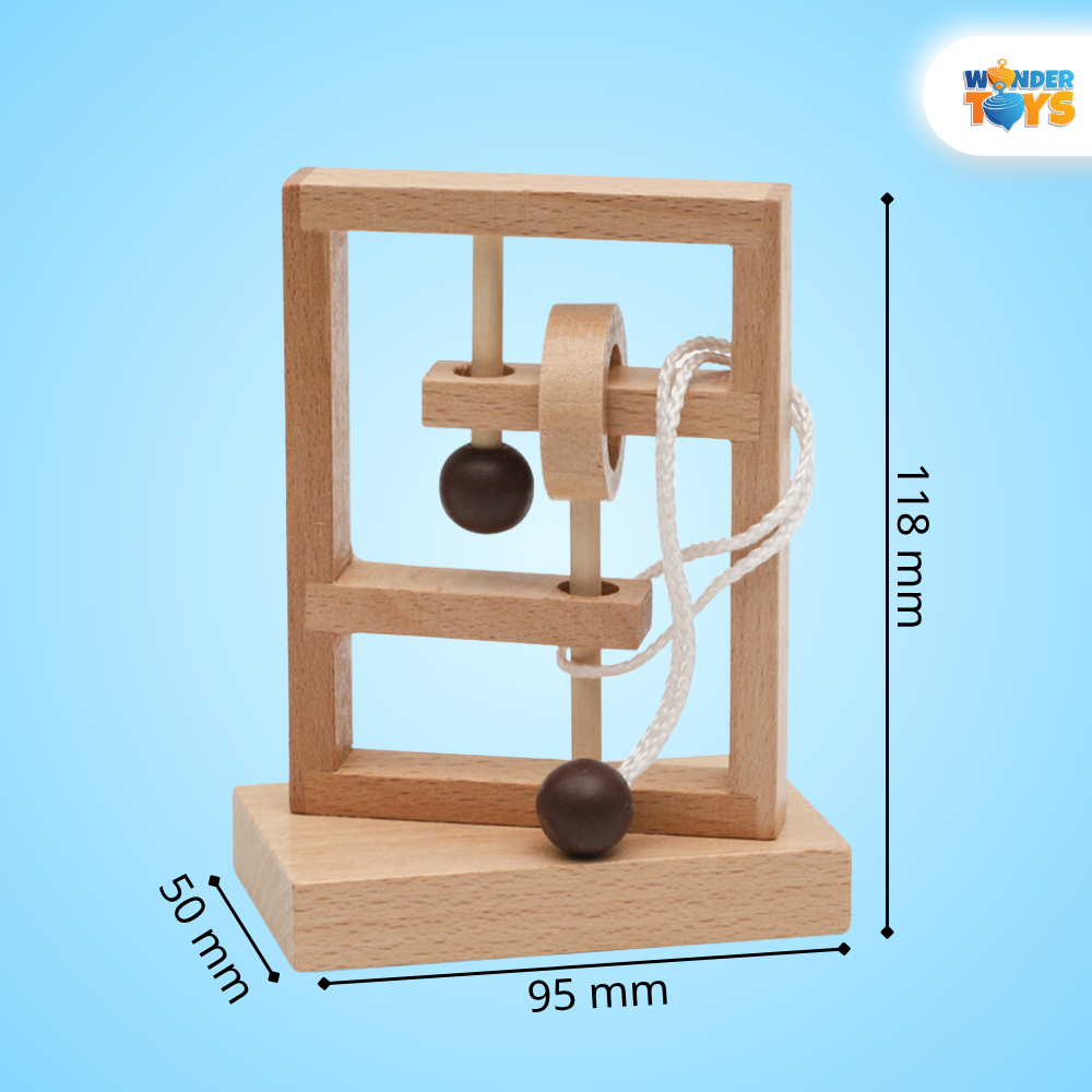 Đồ Chơi Mở Khóa Dây Thừng Gỗ 1-2-3 Cột, Rope Loop Puzzle, Dây Vòng Xếp Hình  3D Gỗ, Trò Chơi Trí Não