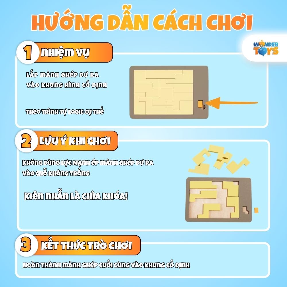 Đồ Chơi Xếp Hình Mở Khoá Không Gian Gỗ, Impossible Puzzle, Xếp Hình Học 3D Gỗ, Trò Chơi Trí Não