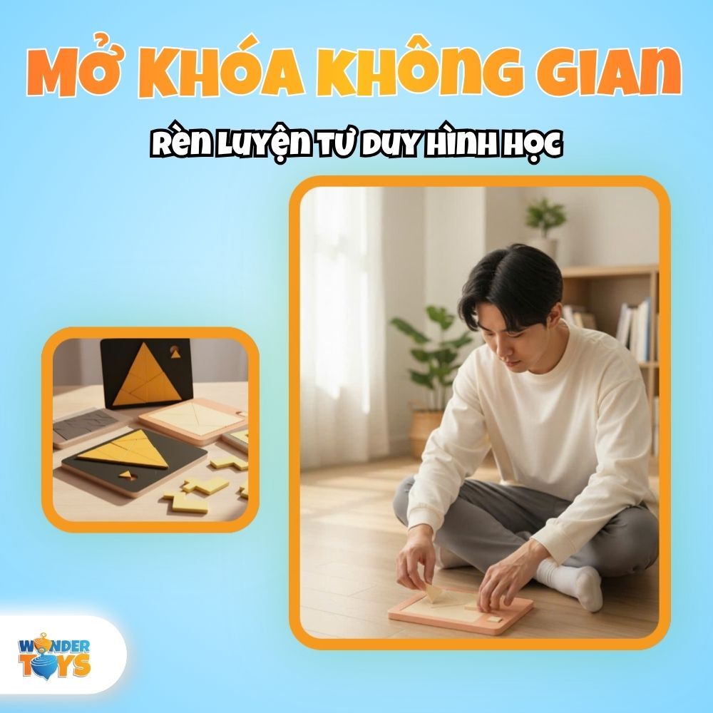 Đồ Chơi Xếp Hình Mở Khoá Không Gian Gỗ, Impossible Puzzle, Xếp Hình Học 3D Gỗ, Trò Chơi Trí Não