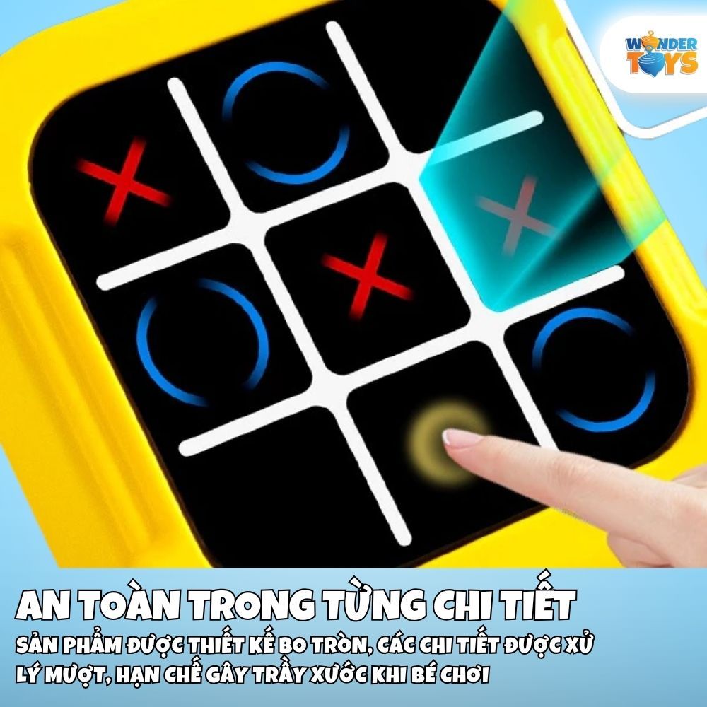 Máy Chơi Cờ Caro X O Điện Tử Tic Tac Toe 3x3, Sạc USB Cao Cấp Kèm Cờ Vật Lý