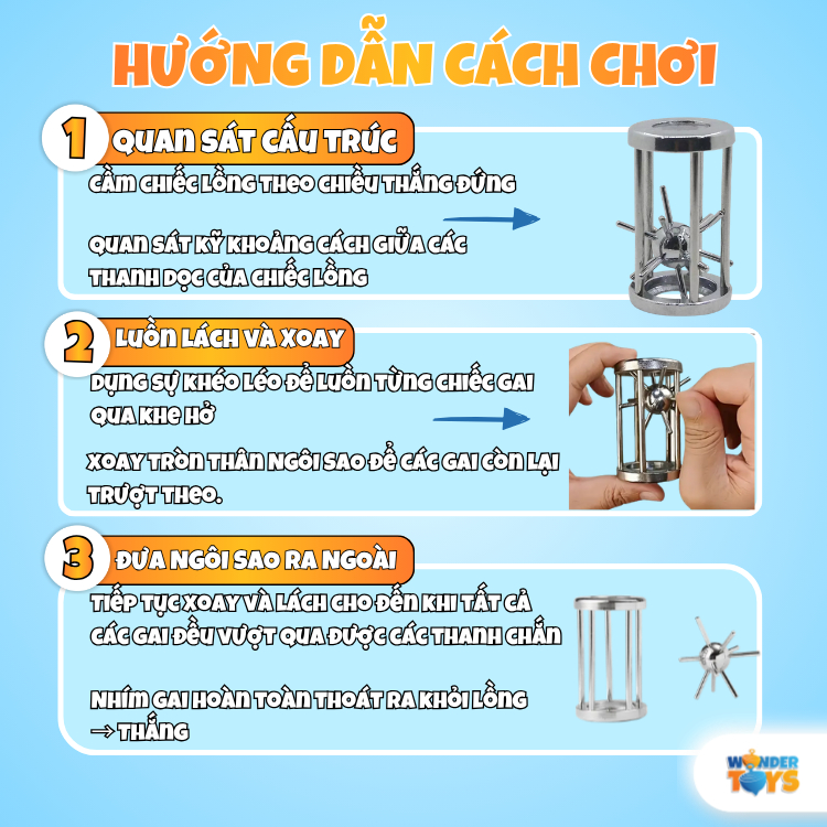 Đồ Chơi Giải Đố Mở Khóa Không Gian Lồng Sắt Nhím Gai Size Lớn Thử Thách IQ