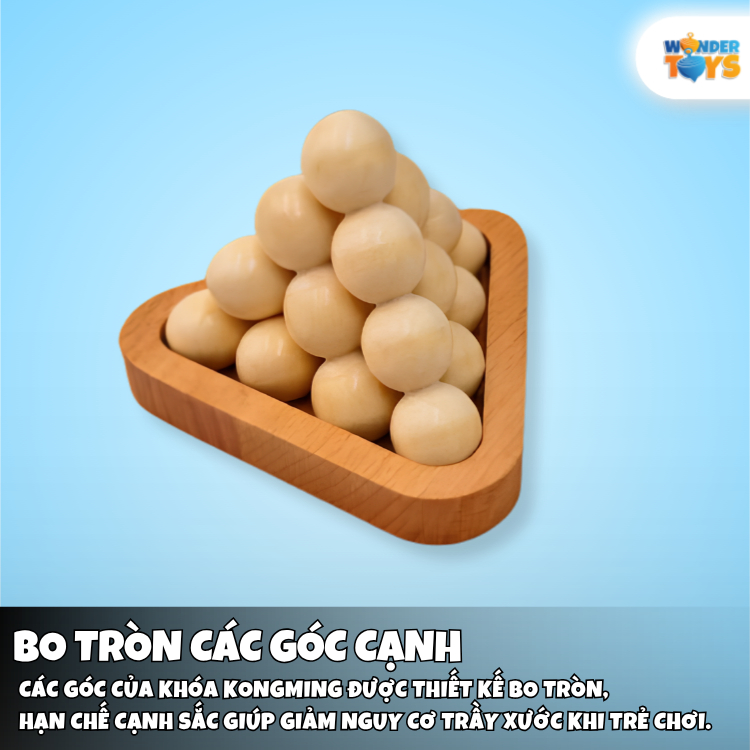 Đồ chơi trí tuệ kim tự tháp hình cầu, trò chơi tháp bóng bằn gỗ tháo gỡ, láp ráp Ball Pyramid Puzzle