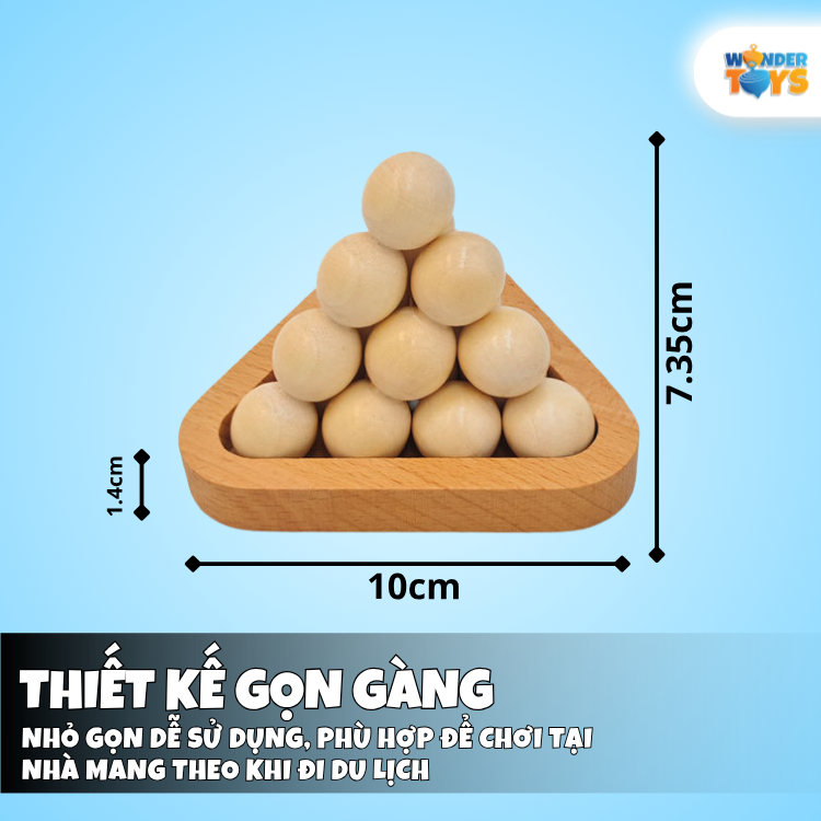 Đồ chơi trí tuệ kim tự tháp hình cầu, trò chơi tháp bóng bằn gỗ tháo gỡ, láp ráp Ball Pyramid Puzzle