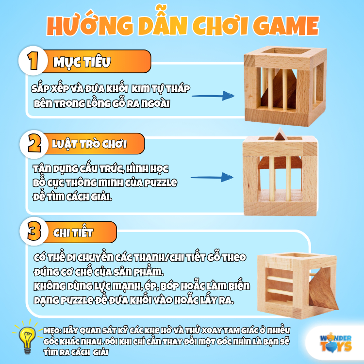 Gảm Trí Tuệ Mở Khóa Kim Tự Tháp Khỏi Lồng Gỗ – Đồ Chơi IQ Giải Đố Logic Rèn Luyện Tư Duy