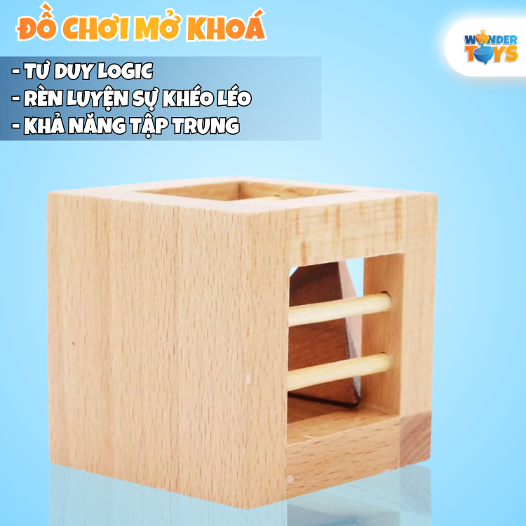 Gảm Trí Tuệ Mở Khóa Kim Tự Tháp Khỏi Lồng Gỗ – Đồ Chơi IQ Giải Đố Logic Rèn Luyện Tư Duy