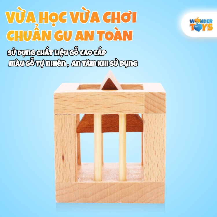 Gảm Trí Tuệ Mở Khóa Kim Tự Tháp Khỏi Lồng Gỗ – Đồ Chơi IQ Giải Đố Logic Rèn Luyện Tư Duy