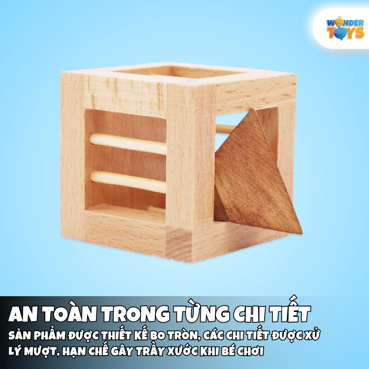 Gảm Trí Tuệ Mở Khóa Kim Tự Tháp Khỏi Lồng Gỗ – Đồ Chơi IQ Giải Đố Logic Rèn Luyện Tư Duy