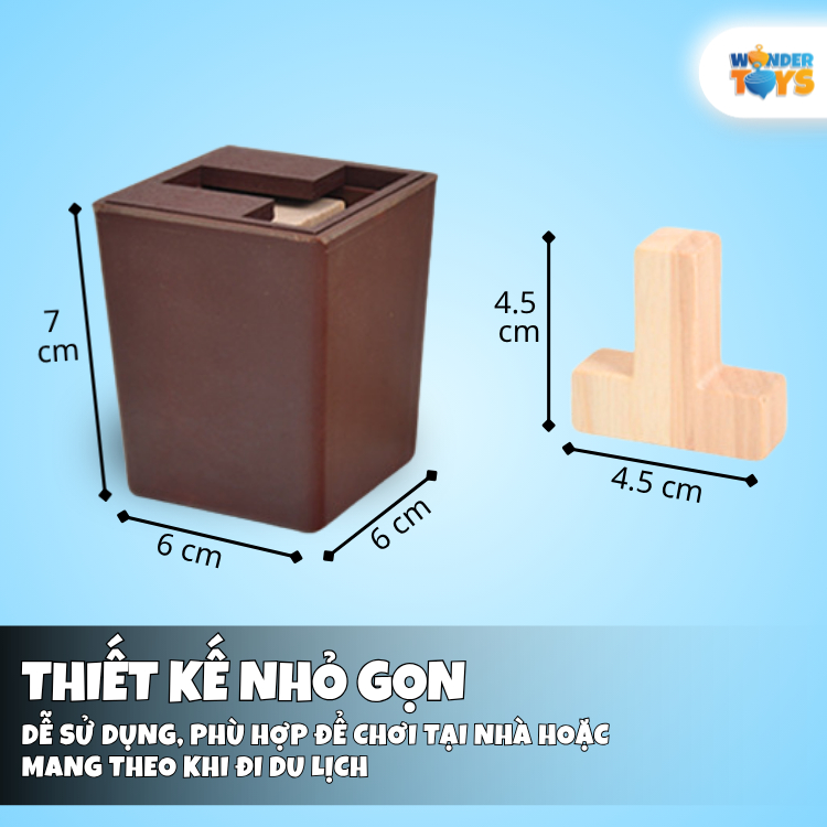 Đồ Chơi Gỗ Giải Đố Mở Khóa Hộp Ma Thuật 6T Chữ T – Game Trí Tuệ Logic Rèn Tư Duy