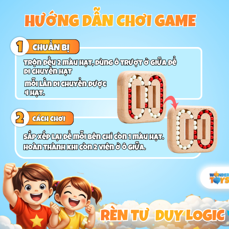 Đồ Chơi Gỗ Rubik Biến Thể Trượt Hạt – Đồ Chơi Trí Tuệ Logic Cho Bé & Người Lớn, Rèn Luyện Tư Duy