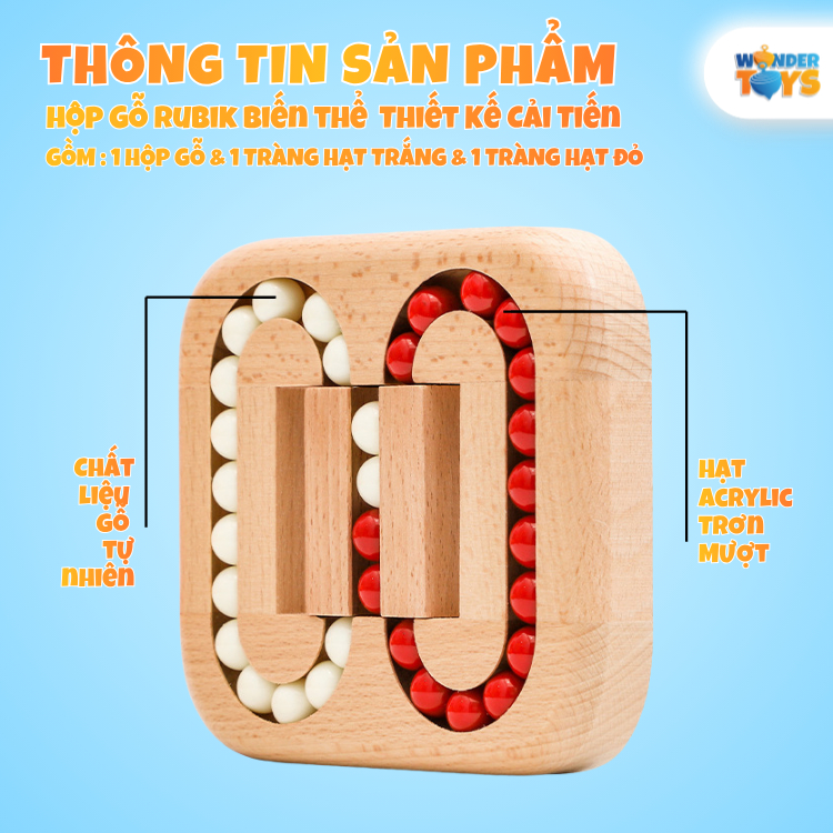 Đồ Chơi Gỗ Rubik Biến Thể Trượt Hạt – Đồ Chơi Trí Tuệ Logic Cho Bé & Người Lớn, Rèn Luyện Tư Duy