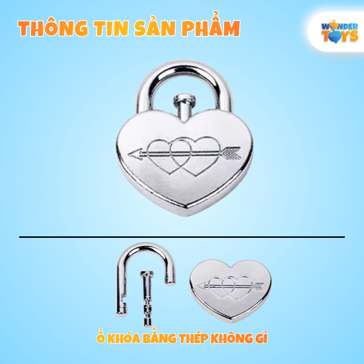 Đồ chơi mở khoá trí tuệ – Ổ Khóa Tình Yêu Kim Loại PUZZ Giải Đố Thông Minh