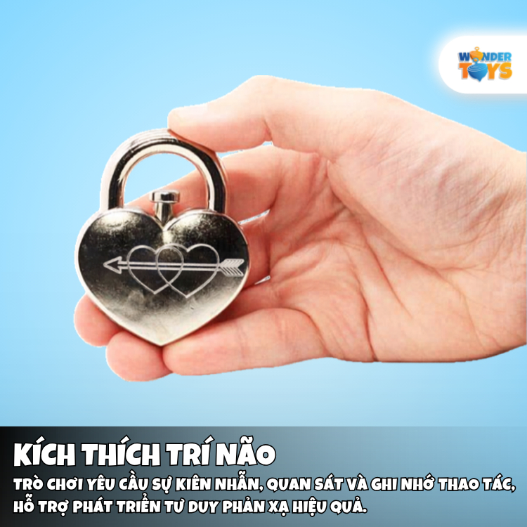 Đồ chơi mở khoá trí tuệ – Ổ Khóa Tình Yêu Kim Loại PUZZ Giải Đố Thông Minh