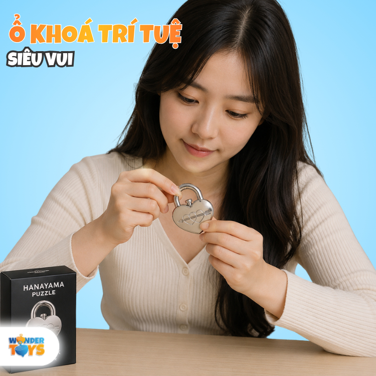 Đồ chơi mở khoá trí tuệ – Ổ Khóa Tình Yêu Kim Loại PUZZ Giải Đố Thông Minh