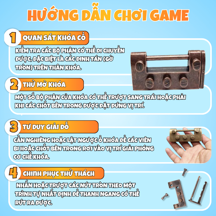 Đồ Chơi Mở Khóa Trí Tuệ - Khóa Thông Minh Thử Thách IQ tháo gỡ và lắp ráp sáng tạo bằng gỗ