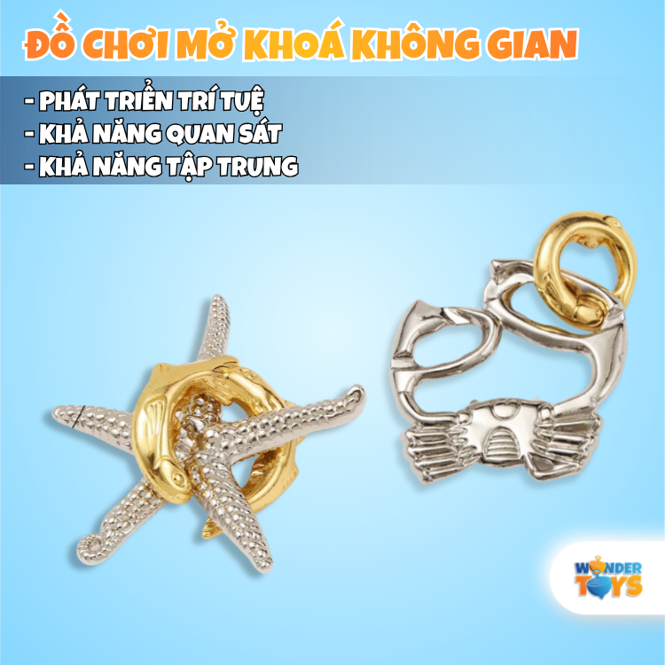 Bộ Puzzle Kim Loại 3D Giải Đố Trí Tuệ - Đồ Chơi IQ Thử Thách Tư Duy Cho Trẻ Em