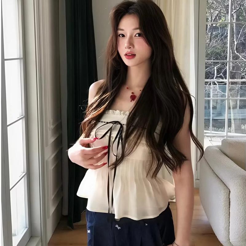 Áo Quây Nữ Hotrend Thắt Nơ Viền Ren Xếp Li Eo Dễ Thương Sang Chảnh Chất Vải Lụa Mềm Mại Thân Sau Áo Chạy Chỉ Chun Co Giãn