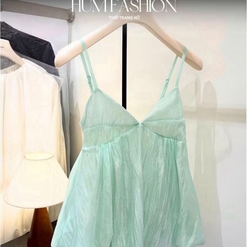 HUMFASHION Áo Bí Nữ Màu Xanh Tiffany Thiết Kế Dáng Dài Phong Cách Thời Trang Hiện Đại