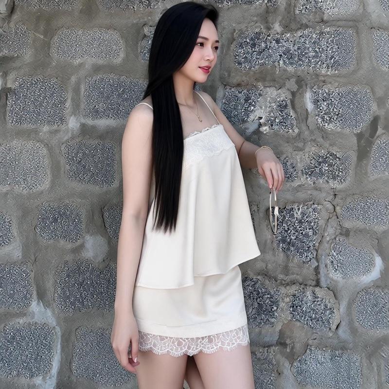 Sét đồ nữ lụa tô châu áo 2S phối ren mix chân váy - Thiết kế tinh tế, phong cách hiện đại