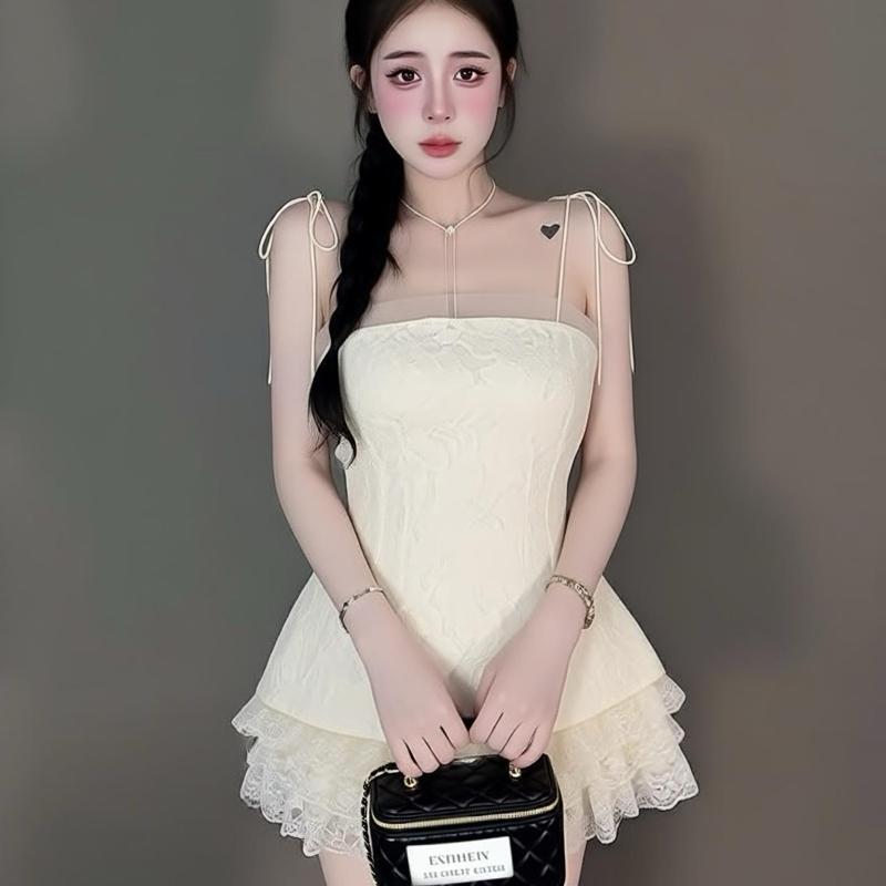 Sét bộ ren nữ hotrend váy tầng áo cúp phối lưới thân sau áo chạy chỉ thun mocking co giản dể mặc cho phong cách thời trang hiện đại